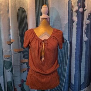 Banana Republic Terracotta Keyhole Blouse